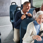 Seniors in shuttle bus